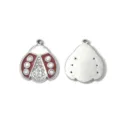 Stainless steel ladybug pendant charms with red enamel and clear rhinestones for DIY jewelry - Red Enamel Rhinestone Ladybug (TP2592-01)