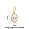 Stainless steel oval cubic zirconia pendant, minimalist gold plated jewelry accessory view. - Large Oval Pendant Only (Without Chain) (PJ0246-02) / 12x8mm / White