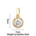 Stainless steel round halo pendant charm with cubic zirconia stones, lightweight jewelry accessory. - Small Round Pendant (PJ0233-02) / White