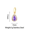 Exquisite pear-shaped purple zirconia stainless steel pendant detail view, 11x7mm size. - Waterdrop Pendant Only (Without Chain) (PJ0244-02) / 11x7mm / Purple