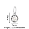 Stainless steel zircon birthstone pendant DIY charm for necklace bracelet jewelry part - Basic Style (PJ0329-01) / White