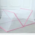 Zanzariera pop-up pieghevole per letto, facile installazione dormitorio tenda con bordo rosa. - Lunghezza 1.9m Larghezza 0.8m / Rosa