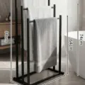 Freestanding black metal towel rack, modern multi-tier bathroom towel storage stand. - 41.5x25x84cm / Black
