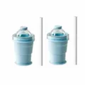 Bicchiere per ghiaccio pieghevole in silicone set di 2 blu sale marino con cannuccia casa. - Confezione da 2 / Blu