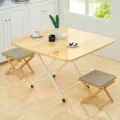 Set da pranzo pieghevole semplice con due sgabelli, piano effetto legno e gambe bianche. - Tubo tondo 60*40*50 offerta speciale / Noce Chiaro