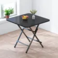 Draagbare opklapbare tafel zwarte vierkante eettafel voor klein appartement buiten. - 60*40*50 stabiel verzinkt model / Geborsteld zwart