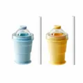 Bicchiere per ghiaccio in silicone pieghevole portatile con cannuccia, stampo in giallo e blu. - Confezione da 2 / Giallo + Blu