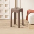 Modern thickened plastic high stool minimalist home office stackable brown chair 1.15kg - Dark Brown