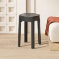 Modern dark grey plastic high stool, minimalist stackable kitchen or office seating variant - Steady Black