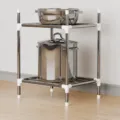 Scaffale da cucina in acciaio inossidabile a 2 livelli con doppio ripiano per pentole - Classico a due strati rialzato
