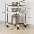 Carrello portaoggetti da cucina a 3 livelli con ruote, scaffale in acciaio per pentole e padelle. - Scaffale rialzato a 3 livelli con ruote