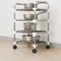4-Tier Mobile Kitchen Storage Rack, Rolling Utility Shelf with Wheels, 42x34x72cm - 4-Tier Rack with Wheels