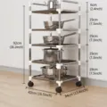 5-Tier Kitchen Storage Rack Rolling Utility Cart Metal Shelves with Wheels Height 92cm - 5-Tier Rack with Wheels
