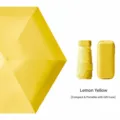 Petit parapluie solaire compact jaune citron avec boîtier assorti, protection anti-UV idéale. - Ensemble Boîte Capsule / Jaune Citron