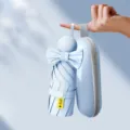 Petit Parapluie Solaire Pliant Mini Capsule Bleu Clair avec Etui Rigide Anti-UV Nœud - Ensemble Boîte Capsule 6 Baleines / Bleu ciel