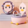 Cute cartoon baby potty training toilet with PU soft cushion for toddlers and kids. - High-leg Enlarged PU Soft Cushion / Pink