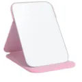 Specchio da trucco pieghevole rosa, specchio da tavolo portatile per studenti e dormitorio. - Misura grande 24,5 x 16 cm / Rosa