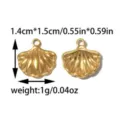 Gold shell charm pendant, measuring 1.4x1.5cm and weighing 1g. Perfect for DIY jewelry making. - Shell Style (TP2547-02) / Gold