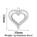 Acciaio Inossidabile Pavé Doppio Cuore Pendente Tono Argento DIY Gioiello 14x13mm - Cuore a Doppio Strato / Colore acciaio