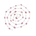 Edelstahl Kette mit rosa Steinen und Perlen, DIY Schmuckzubehör für Brillen und Kameras. - Rosarot (TLT0211-02)