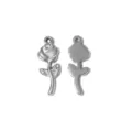 Stainless steel rose flower pendant charm for DIY jewelry making, keychains, and bag accessories. - Rose Style (YL-TP2466) / Silver