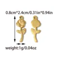Gold rose metal pendant charm for DIY jewelry making, small floral design, 0.8x2.4cm size. - Rose Style (YL-TP2466) / Gold