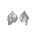 Stainless steel double leaf pendant DIY jewelry accessory, stylish silver charms for crafts. - Leaf Style (TP2656) / Silver