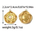 Roestvrijstalen bloem madeliefje hanger goudkleurig DIY sieraden bedel 2,2x2,4cm lichtgewicht 3g - Parel Camelia Stijl (TP2715-02)
