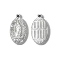 Stainless steel pendant DIY jewelry accessory, elegant oval charm with rhinestones and figure. - Silver Figure (TP2691-01)