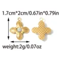 Vintage gold leaf cross pendant with rhinestone DIY jewelry making accessory crafting. - Gold Flower Leaf