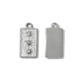 Stainless steel rectangular pendant charm with rhinestone sun motifs for DIY jewelry making. - Sun Star Square Plate (TP2669-01)