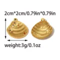 Pendentif coquillage en acier inoxydable doré, finition texturée, émail coloré, accessoire DIY. - Style Émaillé Pointillé Or (TP2692-02)