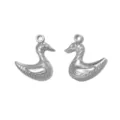 Stainless steel swan pendant charm for DIY jewelry making, vintage silver tone accessories. - Silver Swan Style (TP2648-01)