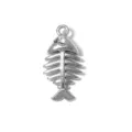 Silver metal fish bone charm pendant DIY jewelry making craft key chain accessory item. - TP2898-01 (Silver Fish Skeleton)