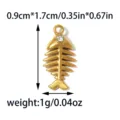 Gold fish skeleton pendant DIY jewelry making charm with clear dimension specifications. - TP2898-02 (Gold Fish Skeleton)