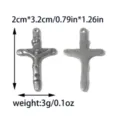 Vintage stainless steel cross pendant DIY jewelry making accessory with clear size specs. - TP2900-01 (Cross)