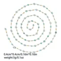 DIY Edelstahl mehrfarbige Kristall Perlenkette handgemachte Halskette Schmuck Material - Gold Blau (TLT0315-02blue)