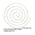 Stainless steel colorful beaded chain bracelet necklace DIY jewelry accessory variant. - Multicolor Square Beads with Pearl (TLT0177-01) / Multicolor with Artificial Pearl