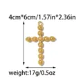 Goldfarbener Edelstahl Kreuz Anhänger DIY Schmuck Accessoire mit eleganter Perlen Textur. - Kugelmatrix Kreuz Stil (TP2370-02) / 4x6cm