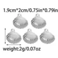 Pendentif coquillage 3D en acier inoxydable DIY bijoux océan porte-clés accessoire. - Style Texturé 3D Argent (TP0433-01)