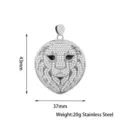 Ciondolo leone in acciaio inossidabile con zirconi brillanti e raffinati occhi neri. - Stile Testa di Leone in Acciaio Inossidabile (PJ0173-01)