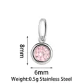 Stainless steel pink cubic zirconia pendant charm for DIY jewelry making necklace bracelet - Basic Style (PJ0329-01) / Pink
