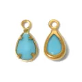 Ciondolo a goccia vintage francese accessorio gioielli DIY bordo dorato pietra azzurra - Blu (TP2902-02)