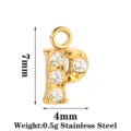 Dettaglio pendente lettera P in acciaio inossidabile dorato, charm cristallo bianco per gioielli. - Argento Lettera P (PJ0345-02*P)