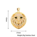 Ciondolo leone in oro in acciaio inossidabile con strass brillanti gioielli hip hop 43mm - Stile Testa di Leone Oro (PJ0173-02)