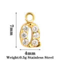 Ciondolo lettera Q in cristallo acciaio inossidabile, charm delicato 7x4mm per fai da te. - Argento Lettera Q (PJ0346-02*Q)
