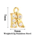 Ciondolo Lettera R in Acciaio Inossidabile Zircone Charm 7x5mm Accessori Gioielli DIY - Argento Lettera R (PJ0347-02*R)
