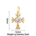 Pendentif croix en acier inoxydable avec zirconium, accessoire de bijoux, détail - Blanc (PJ0231-02)
