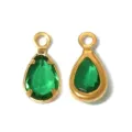 Variante ciondolo goccia pietra verde, accessorio gioiello DIY in acciaio inossidabile dorato. - Verde (TP2902-02)