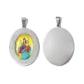 Ciondolo ovale in acciaio inossidabile Madonna gioiello religioso accessorio - Vergine Maria Ovale Argento (TP2908-01zj1)